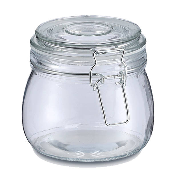 Zeller Voorraadpot/bewaarpot Alfie - 2x - 500 ml - glas - beugelsluiting - D11 x H11 cm - Voorraadpot