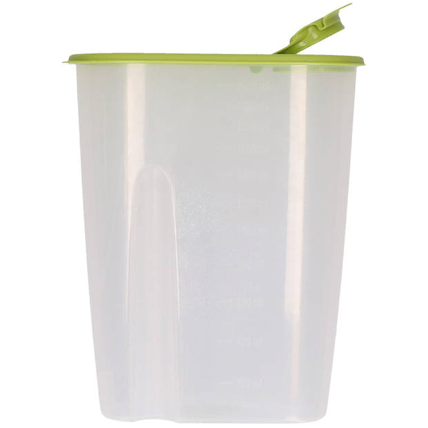 Voedselcontainer strooibus - 2x - groen - 2,2 liter - kunststof - 20 x 9,5 x 23,5 cm - Voorraadpot