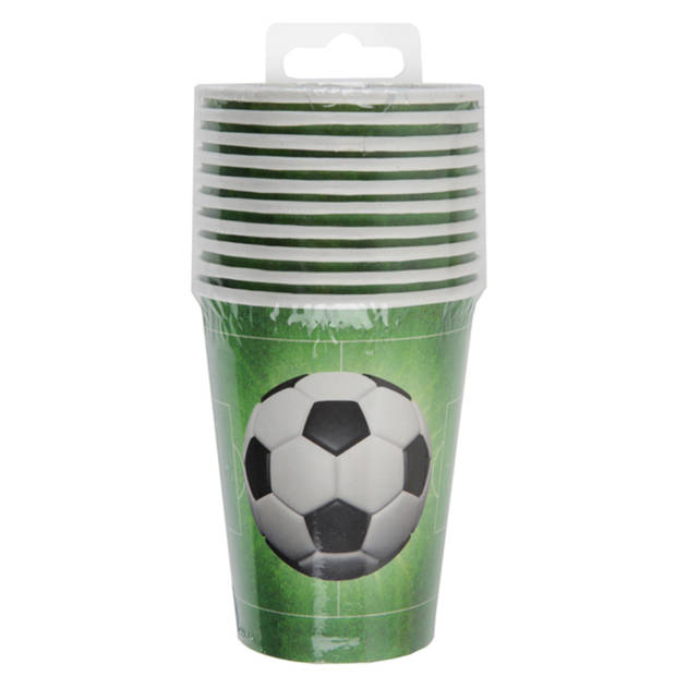 Voetbal feest wegwerp servies set - 10x bordjes / 10x bekers - groen - Feestpakketten