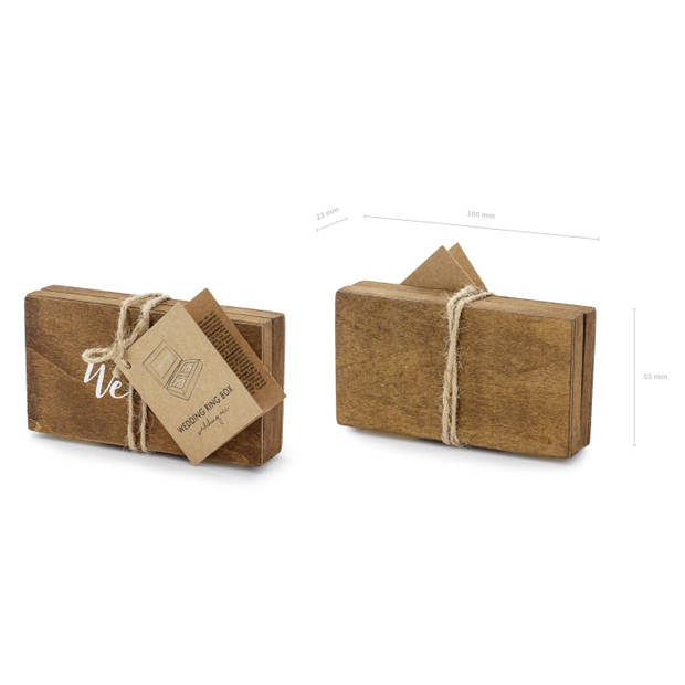 Bruiloft/huwelijk trouwringen kistje hout - MR and MRS - alternatief ringkussen - 10 x 5,5 cm - Feestdecoratievoorwerp