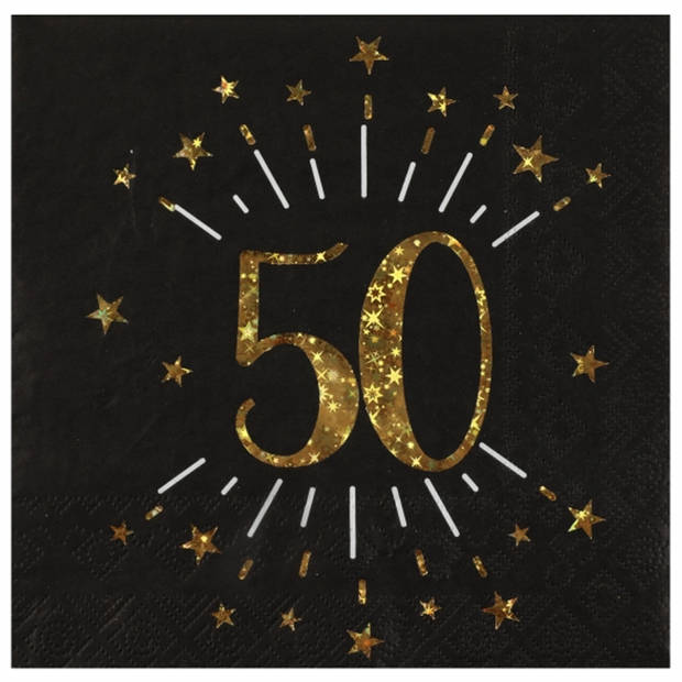 Verjaardag feest bekertjes en bordjes leeftijd - 30x - 50 jaar - goud - karton - Feestpakketten