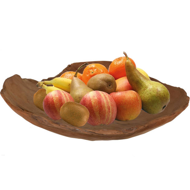H&S Collection fruitschaal- teak hout - D30 cm - fruitschalen - Fruitschalen