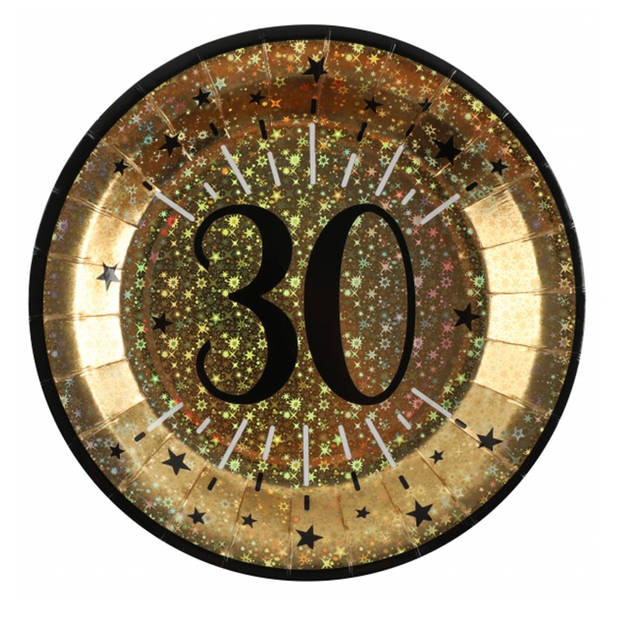 Verjaardag feest bekertjes/bordjes en servetten leeftijd - 60x - 30 jaar - goud - Feestpakketten