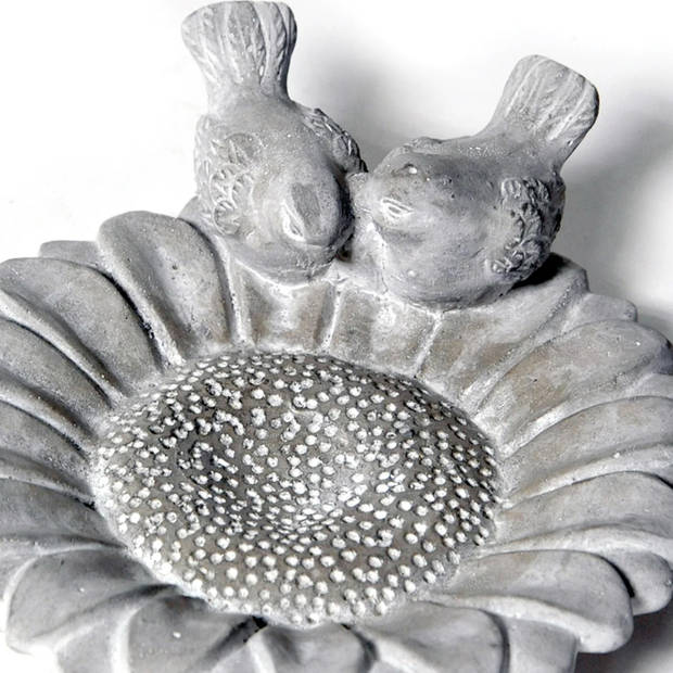 Mega Collections Vogelbad/voederschaal - bloem - grijs - steen -A‚A D23 x H7 cmA‚A - drinkschaal voor tuinvogels - Vogel