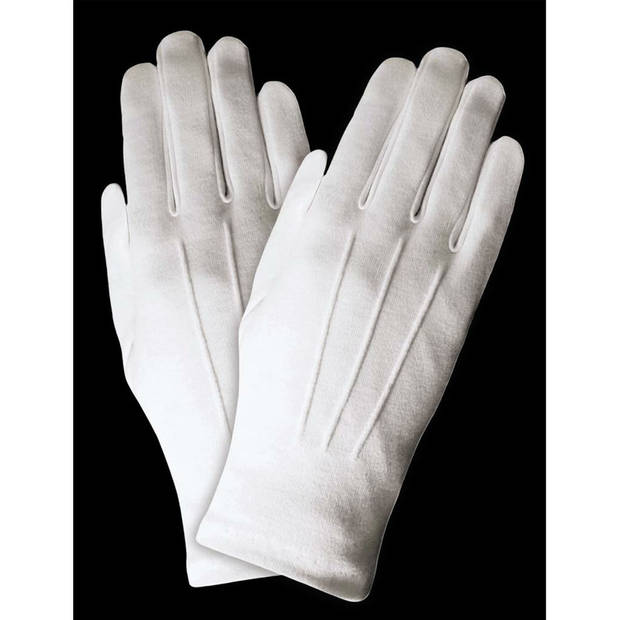 Kerstman handschoenen -wit -polyester -volwassenen - Verkleedattributen