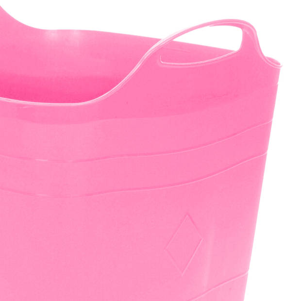 Flexibele emmer - 2x - roze - 25 liter - kunststof - vierkant - 35 x 38 cm - Wasmanden