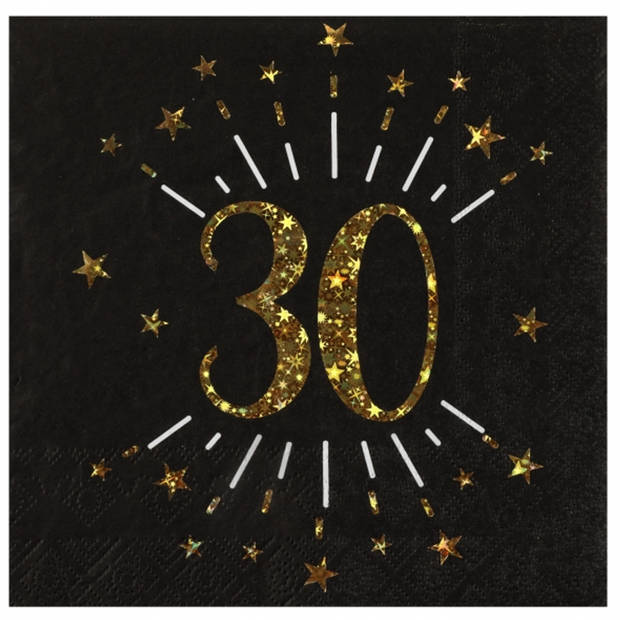 Verjaardag feest servetten leeftijd - 50x - 30 jaar - goud - 33 x 33 cm - Feestservetten