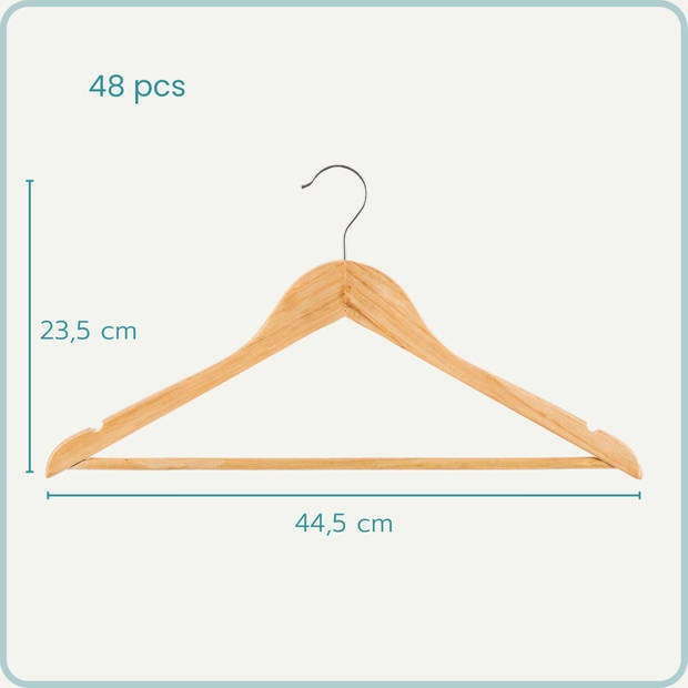 Nordix Kledinghangers - Set 48 stuks - Hout - Kleerhangers