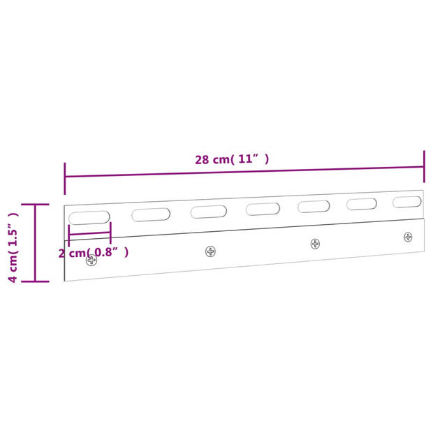 vidaXL Verbindingsplaten 4 st 28 cm roestvrij staal zilverkleurig