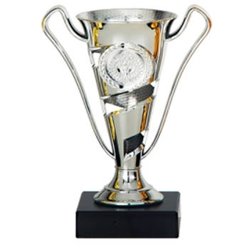 Luxe trofee/prijs beker met oren - zilver - kunststof - 17 x 11 cmA‚A - sportprijs - Fopartikelen