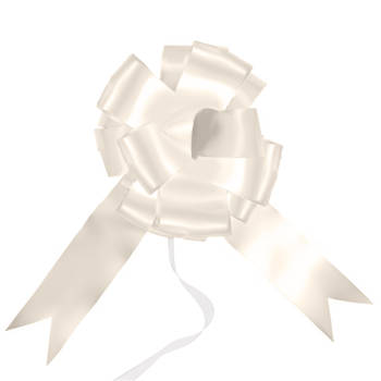 Santex trouwauto lint met strikjes - Bruiloft - wit/creme satijnglans - just married - Feestdecoratievoorwerp