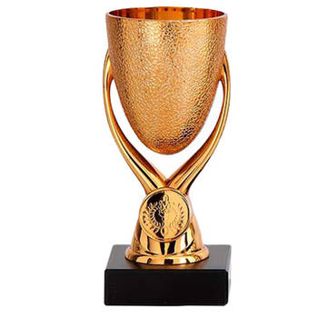 Luxe trofee/prijs beker op sierlijke poot - brons - kunststof - 15 x 6,8 cmA?a??A?A - sportprijs - Fopartikelen