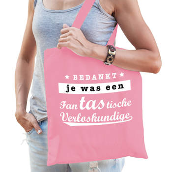 Bellatio Decorations cadeau tas voor verloskundigeA - roze - katoen - 42 x 38 cm - Feest Boodschappentassen