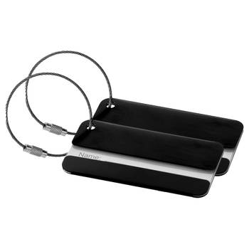 Kofferlabel discovery - 2x - zwart - 8 x 4 cm - reiskoffer/handbagage label - Bagagelabels