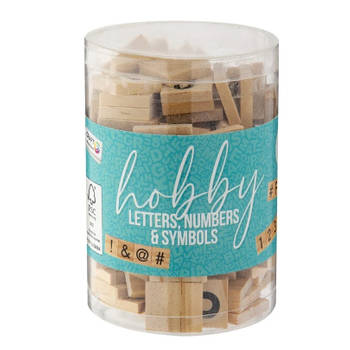 Hobby knutsel letters/cijfers/symbolen - hout - 2 cm - 125 stuks - Hobbydecoratieobject