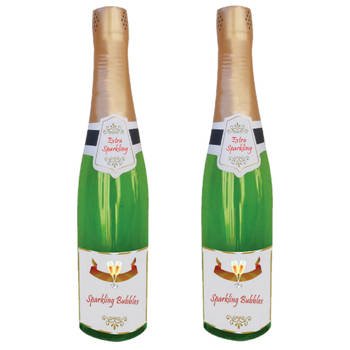 Funny Fashion - 2x - Opblaasbare champagne fles - Fun/fop/party/oud jaar/Bruiloft - versiering/decoratie - 76 cm - Opbla