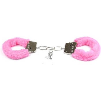 Pluche handboeien - roze - incl 2x sleutels - feestartikelen - Verkleedattributen