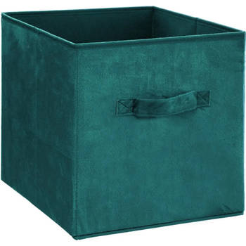 Opbergmand/kastmand 29 liter petrol groen polyester 31 x 31 x 31 cm - Opbergmanden