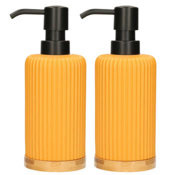 2x Stuks Zeeppompjes/zeepdispensers van kunststeen - geel - 270 ml - Zeeppompjes