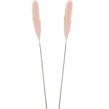Mica Decorations pluimgras losse steel/tak - 2x - pastel roze - 104 cm - decoratie kunst pluimen - Kunstplanten
