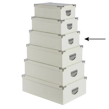 5Five Opbergdoos/box - 4x - ivoor wit - L36 x B24.5 x H12.5 cm - Stevig karton - Crocobox - Opbergbox