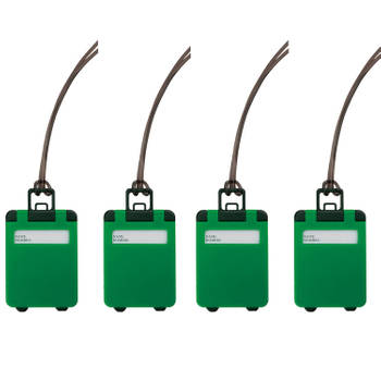 Kofferlabel van kunststof - 4x - groen - 10 x 5 cm - reiskoffer/handbagage labels - Bagagelabels