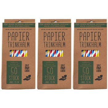 Drinkrietjes - 150x - papier - kleurenmix - 20 cm - rietjes - Drinkrietjes