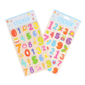 Stickervelletjes - 2x - 25x sticker cijfers 0-9- gekleurd - nummers - Stickers