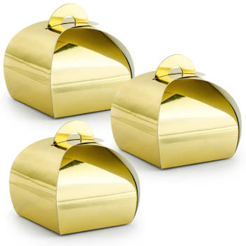PartyDeco cadeaudoosje Bonbon Goud - Bruiloft - 20x - goud - 6 x 6 cm - Cadeaudoosjes