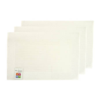 Placemats Hampton - 6x - wit - PVC - 30 x 45 cm - Placemats