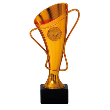 Luxe trofee/prijs beker met oren - brons - kunststof - 20 x 10 cm - sportprijs - Fopartikelen