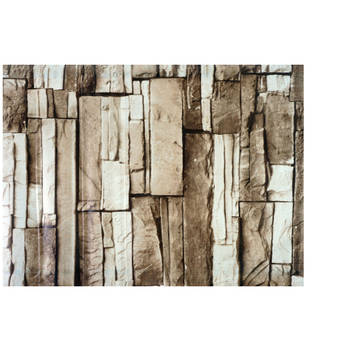 Decoratie plakfolie - 2x - lichtbruin steen patroon - 45 cm x 2 m - zelfklevend - Meubelfolie
