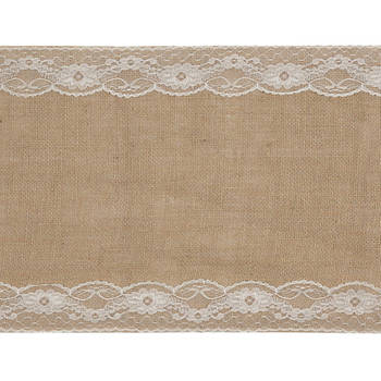 Santex Tafelloper op rol - jute/kant - 28 cm x 4 m - Feesttafelkleden