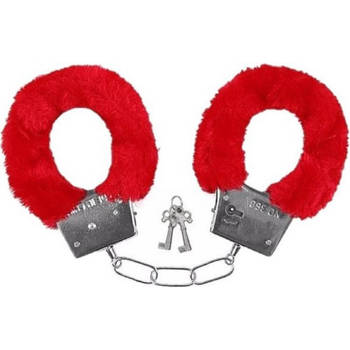 Pluche handboeien - rood - incl 2x sleutels - feestartikelen - Verkleedattributen