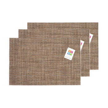 Placemats Hampton - 6x - bruin geweven - PVC - 30 x 45 cm - Placemats