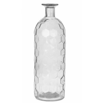Bellatio Design Bloemenvaas - helder glas honingraat - D7 x H20 cm - Vazen