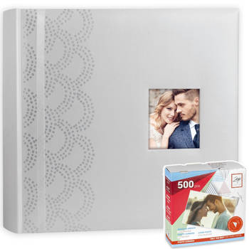 Luxe fotoboek/fotoalbum Anais bruiloft/huwelijk met 50 paginas wit 32 x 32 x 5 cm inclusief plakkers - Fotoalbums