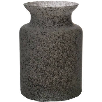 Bloemenvaas Dubai - grijs graniet - glas - D14 x H20 cm - Vazen
