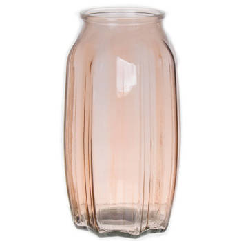 Bellatio Design Bloemenvaas - taupe/bruin - glas - D12 x H22 cm - Vazen