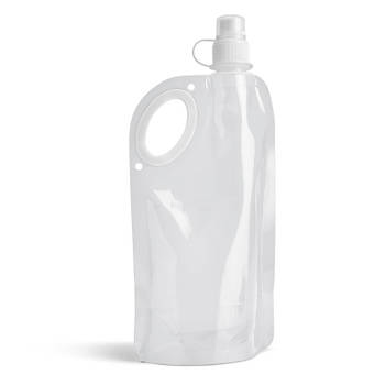 Waterfles/drinkfles opvouwbaar - wit - kunststof - 770 ml - schroefdop - waterzak - Drinkflessen