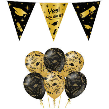 Paperdreams Geslaagd thema party versiering set You did it - Vlaggenlijnen en 18x ballonnen - Feestpakketten