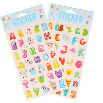 Stickervelletjes - 2x - 34 sticker letters A-Z - gekleurd - alfabet - Stickers