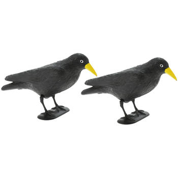 Raaf/kraai - 2x - zwart - vogelverschrikker/vogelverjager - 35 cm - Vogelverjagers