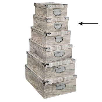 5Five Opbergdoos/box - 2x - Houtprint licht - L32 x B21.5 x H12 cm - Stevig karton - Treebox - Opbergbox