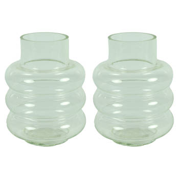 Countryfield Bloemenvaas Bubbles - 2x - helder transparant - glas - D17 x H22 cm - Vazen