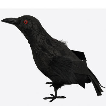 Raaf/kraai - zwart - Halloween decoratie dieren - 20 cm - Feestdecoratievoorwerp