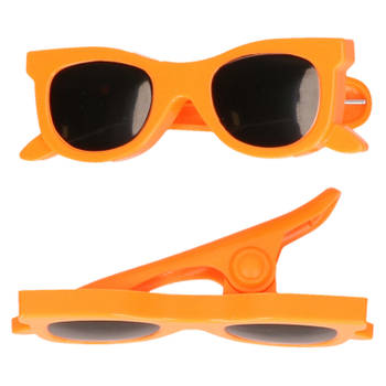 Handdoekklem/handdoek knijpers - oranje zonnebril - 8x - kunststof - Handdoekknijpers