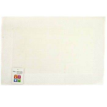 Placemats Hampton - 1x - wit - PVC - 30 x 45 cm - Placemats