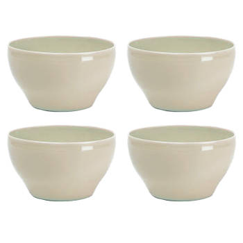 PlasticForte kommetjes/schaaltjes - 4x - dessert/ontbijt - kunststof - D14 cm - beige - Kommetjes