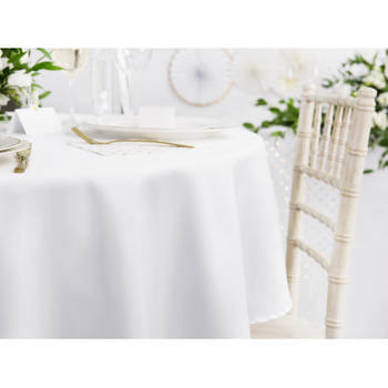 Tafelkleed/tafellaken rond - wit - 230 cm - polyester - Feesttafelkleden